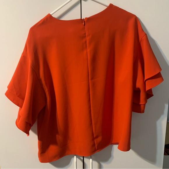 H&M Orange Blouse/ Top with Ruffle Sleeves. Size 4. Like New! Great Condition! - Picture 5 of 9